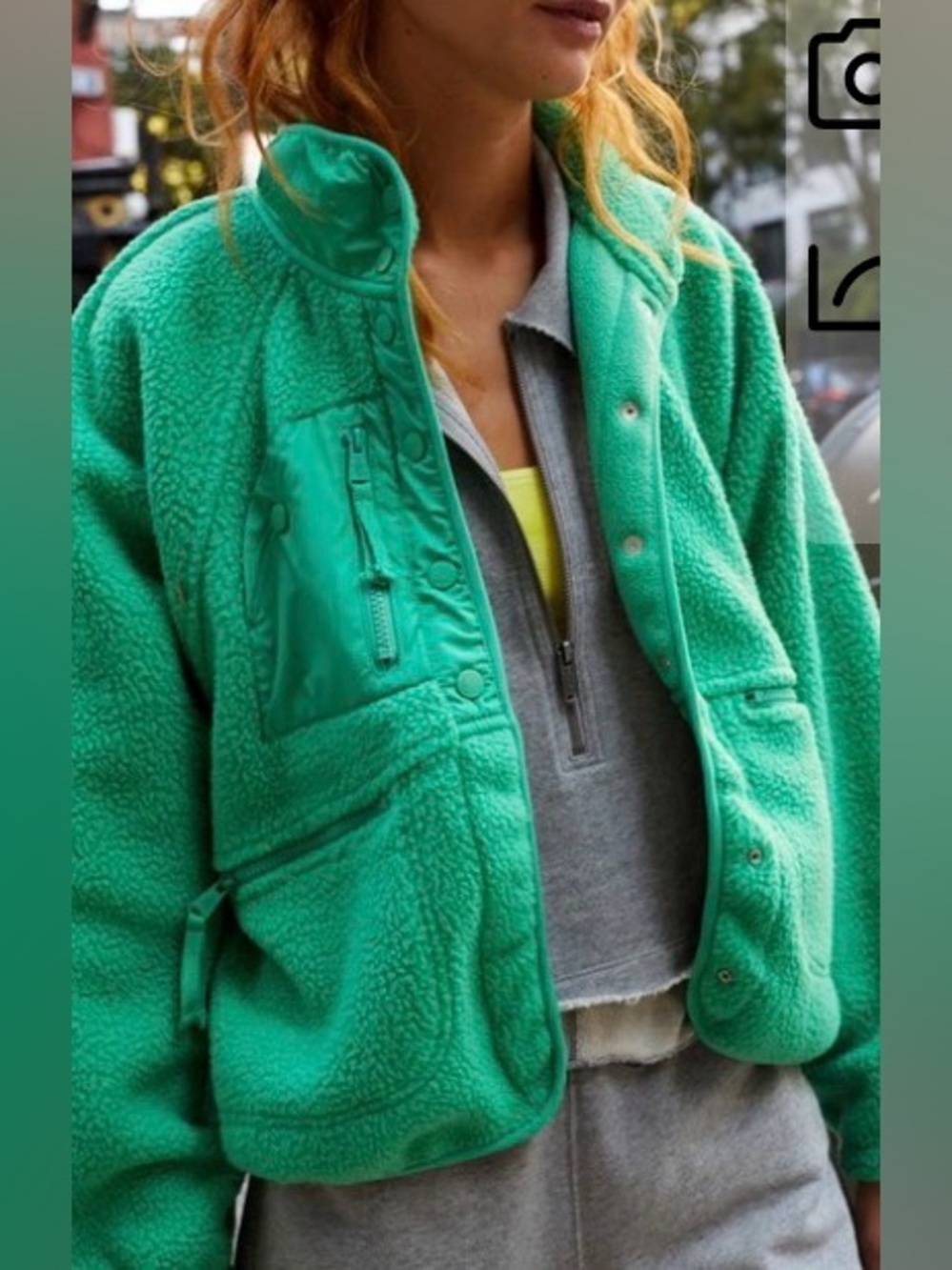 Free People Movement Hit The Slopes Fleece Jacket in Green Glow Size Small NWT